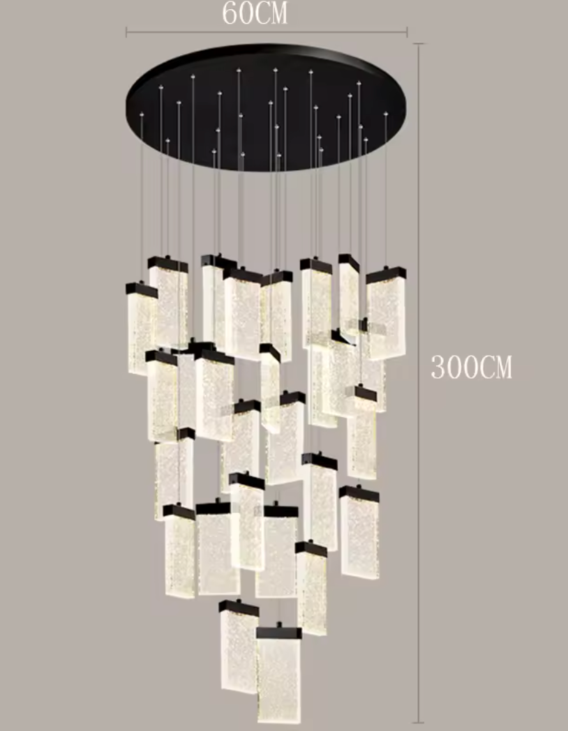 28 Head Black Bubble Ice Staircase Pendant D60cm H300cm