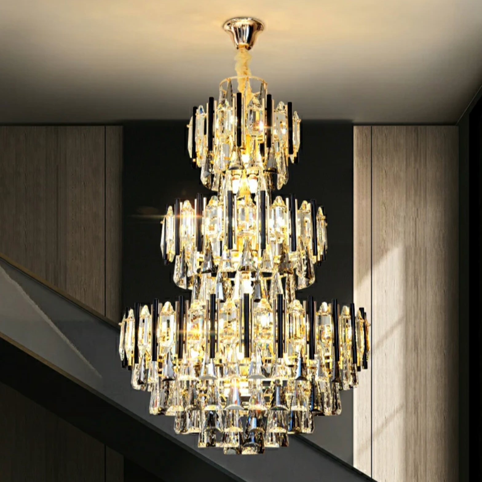 Large Crystal Staircase Chandelier