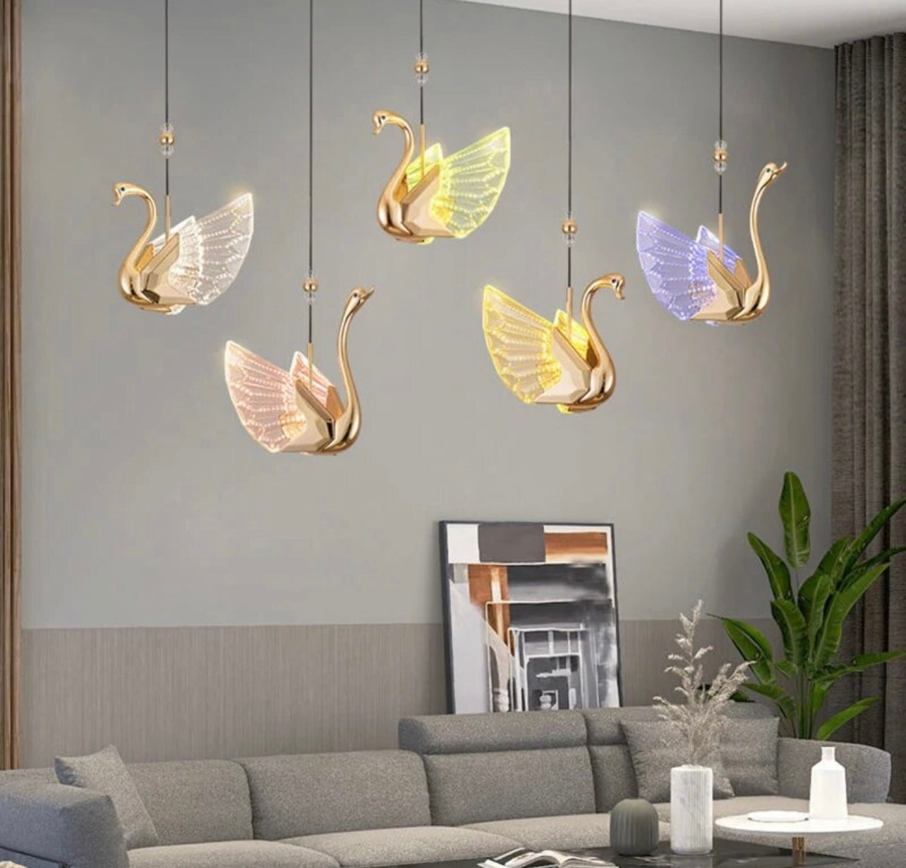 Luxury Gold Swan Pendant Lights