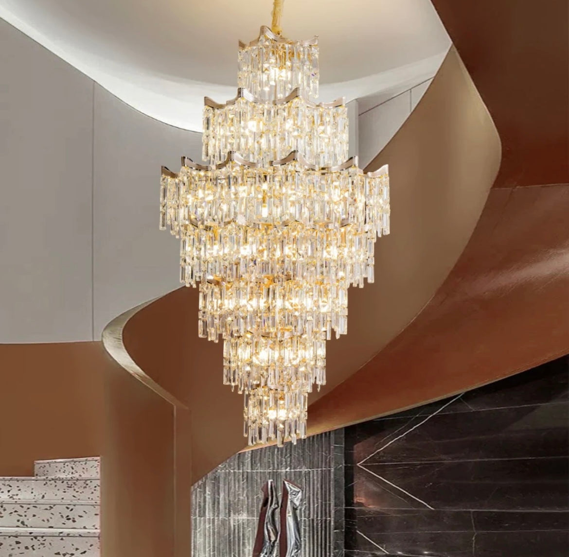 7 tier chandelier for staircases