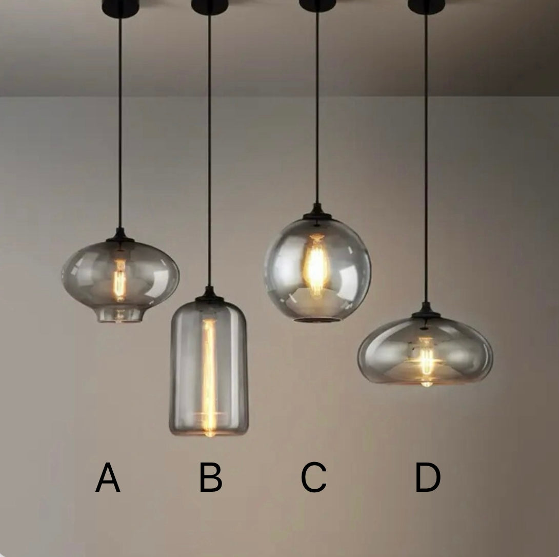 Smokey Grey Glass Pendant Lights