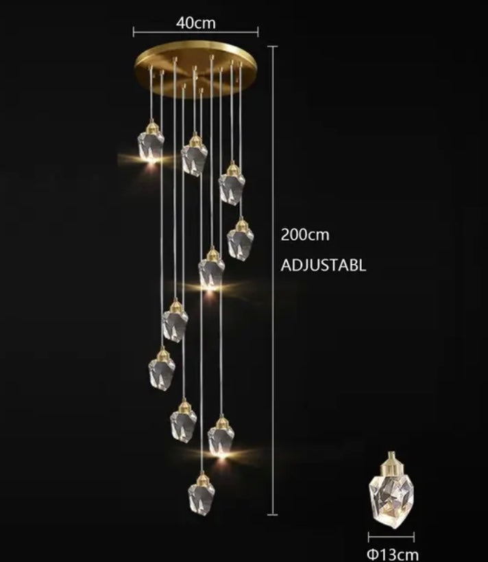 Staircase adjustable chandelier lighting