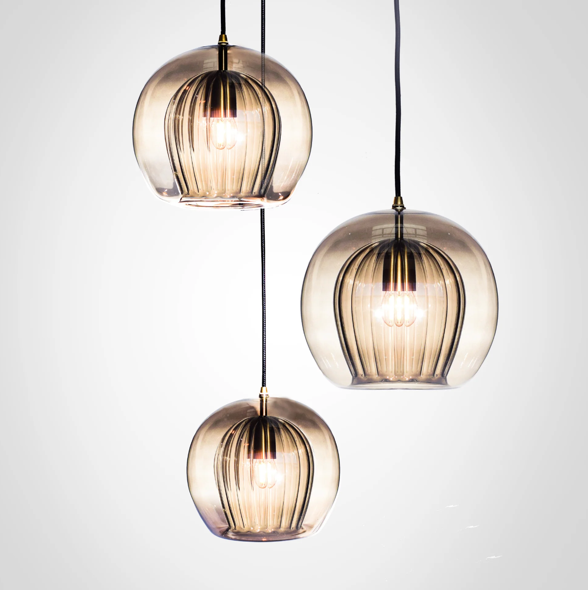 Hanging amber glass circle pendant light
