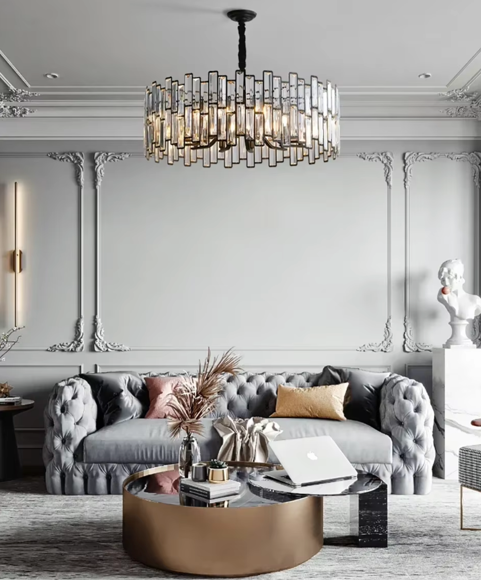 Black & Crystal Round Chandelier