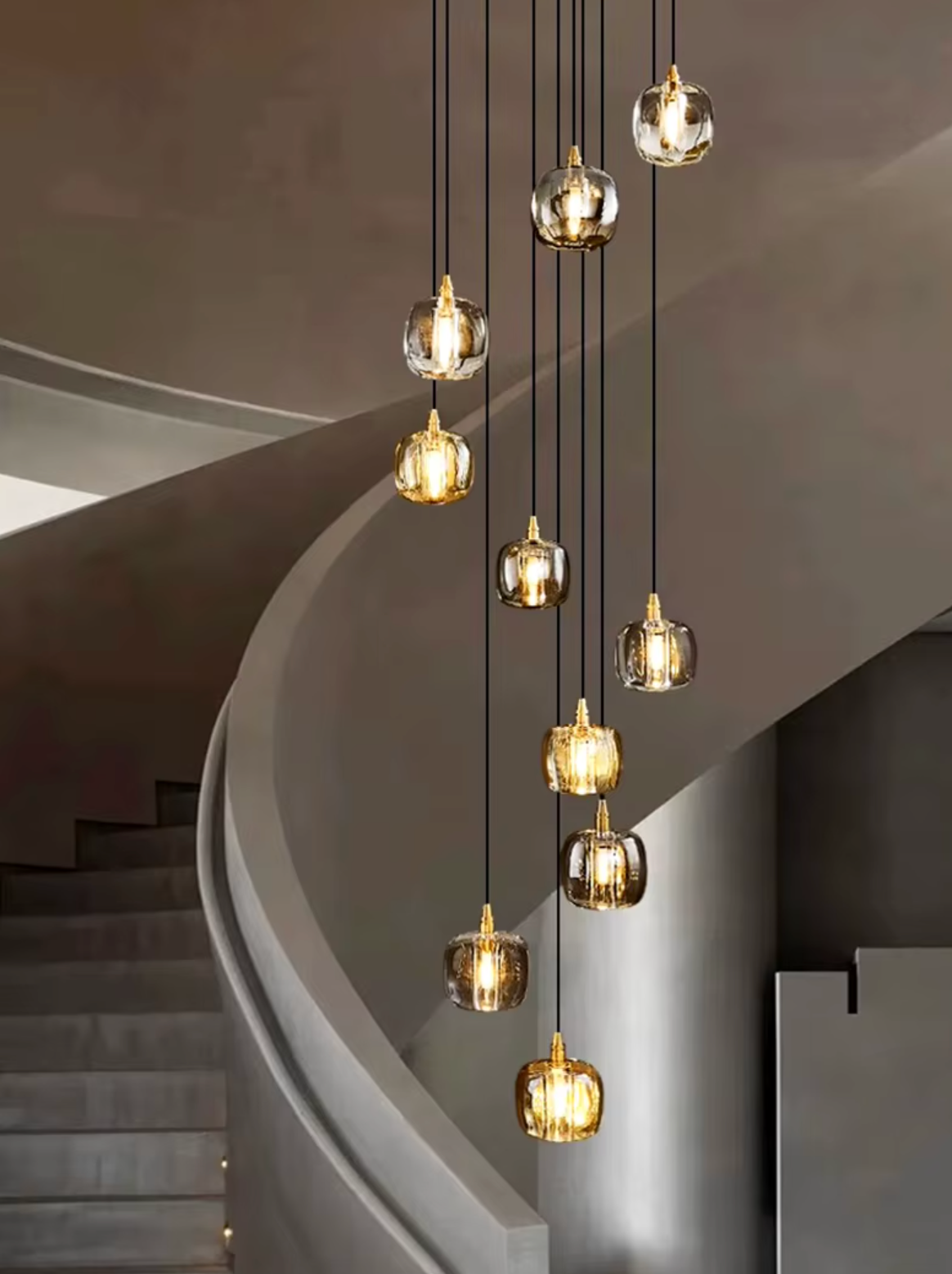 Contemporary bronze sphere pendant light