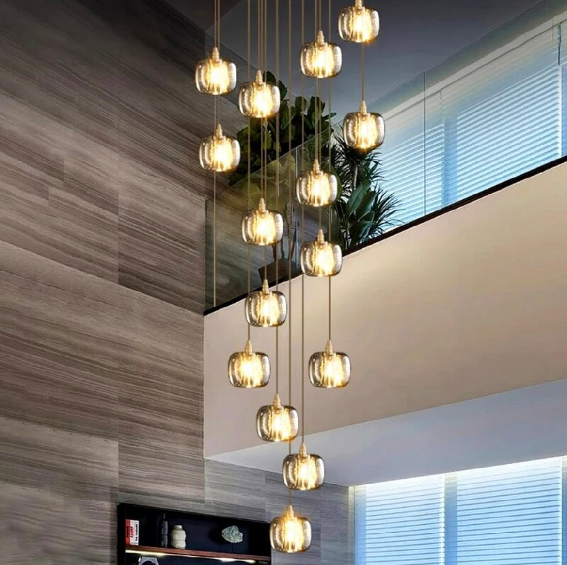 Bronze Sphere Staircase Pendant Lighting