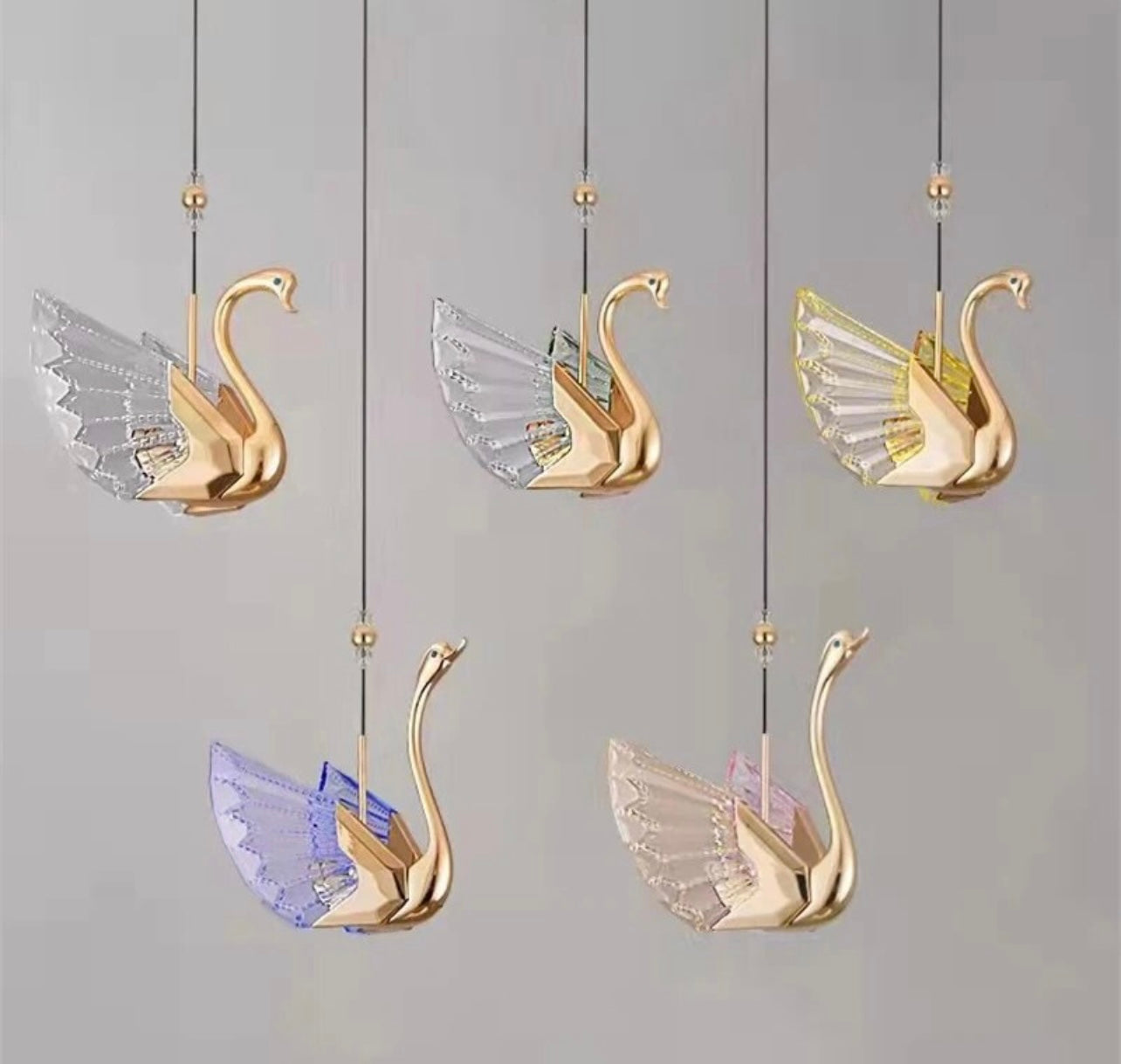 Luxury Gold Swan Pendant Lights