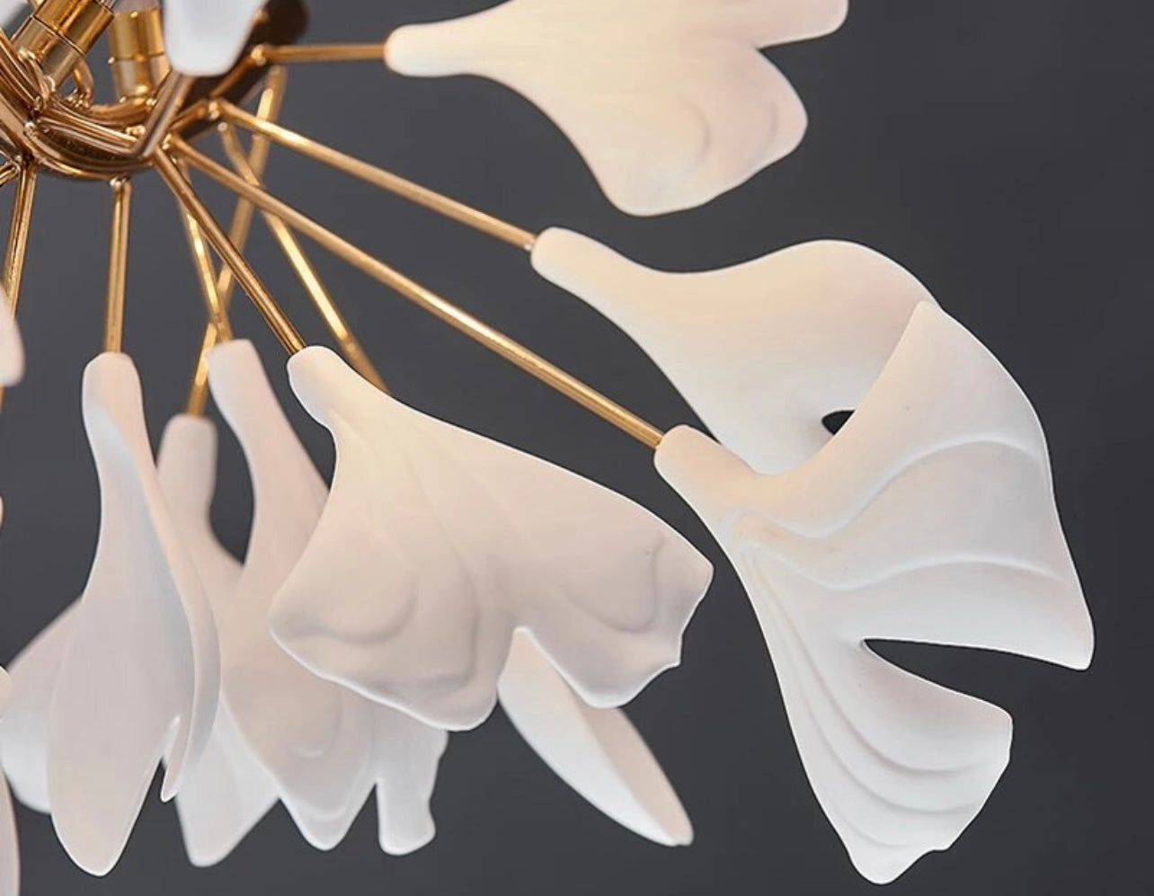 Ceiling Ceramic White Leaf Chandelier