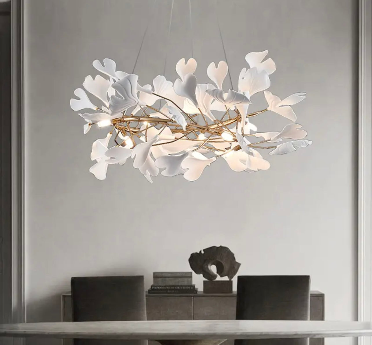 Ceramic White Leaf Chandelier