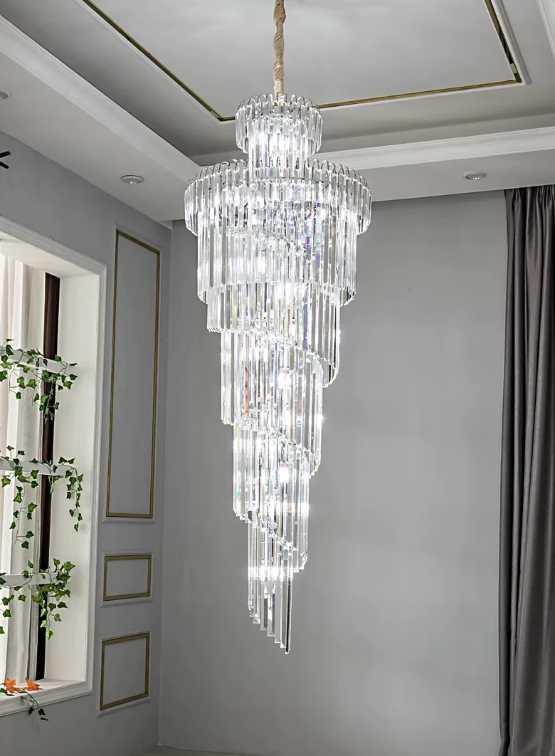 Crystal long staircase chandelier