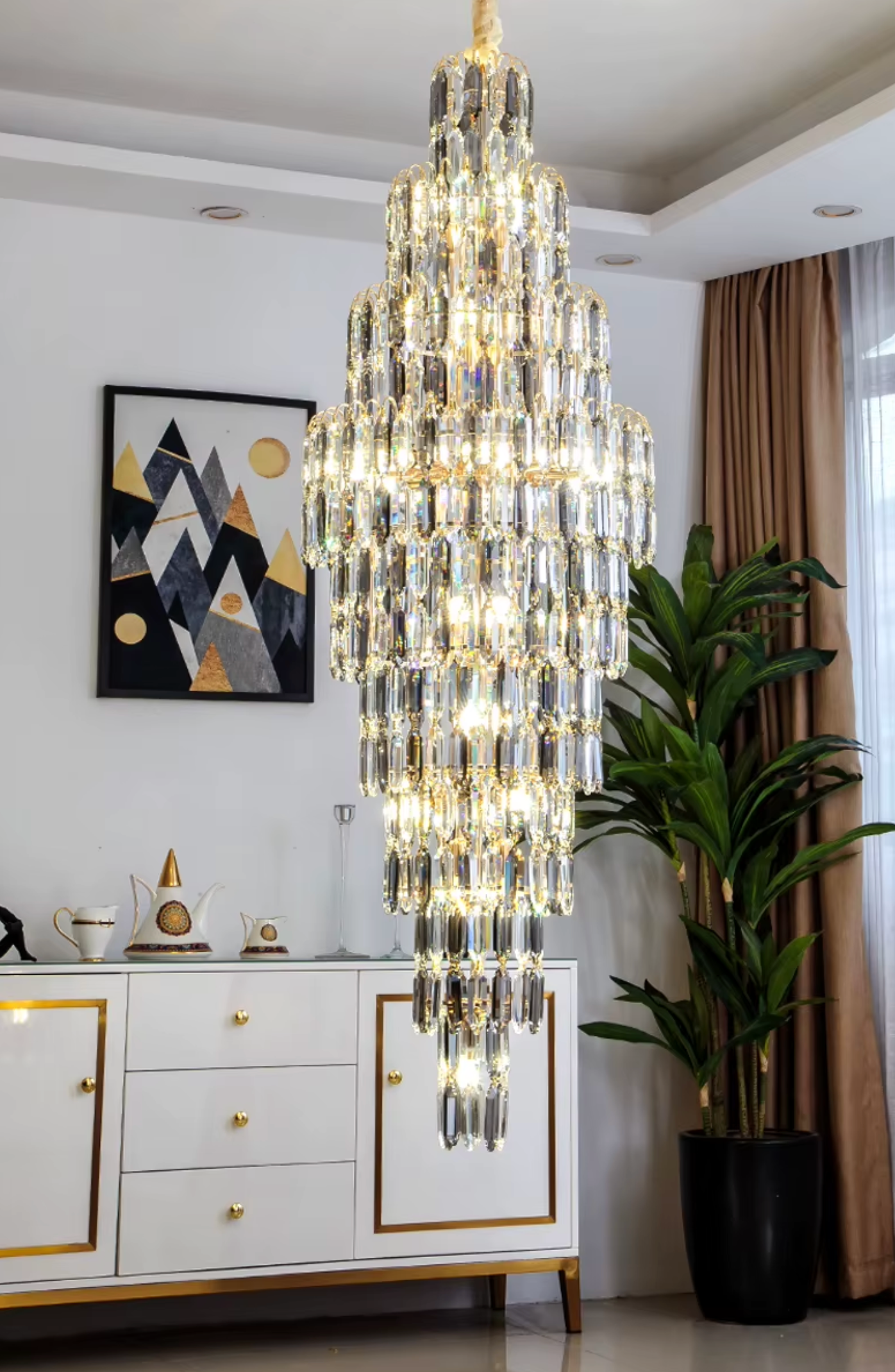 Clear Crystal Modern chandelier FOR STAIRCASE