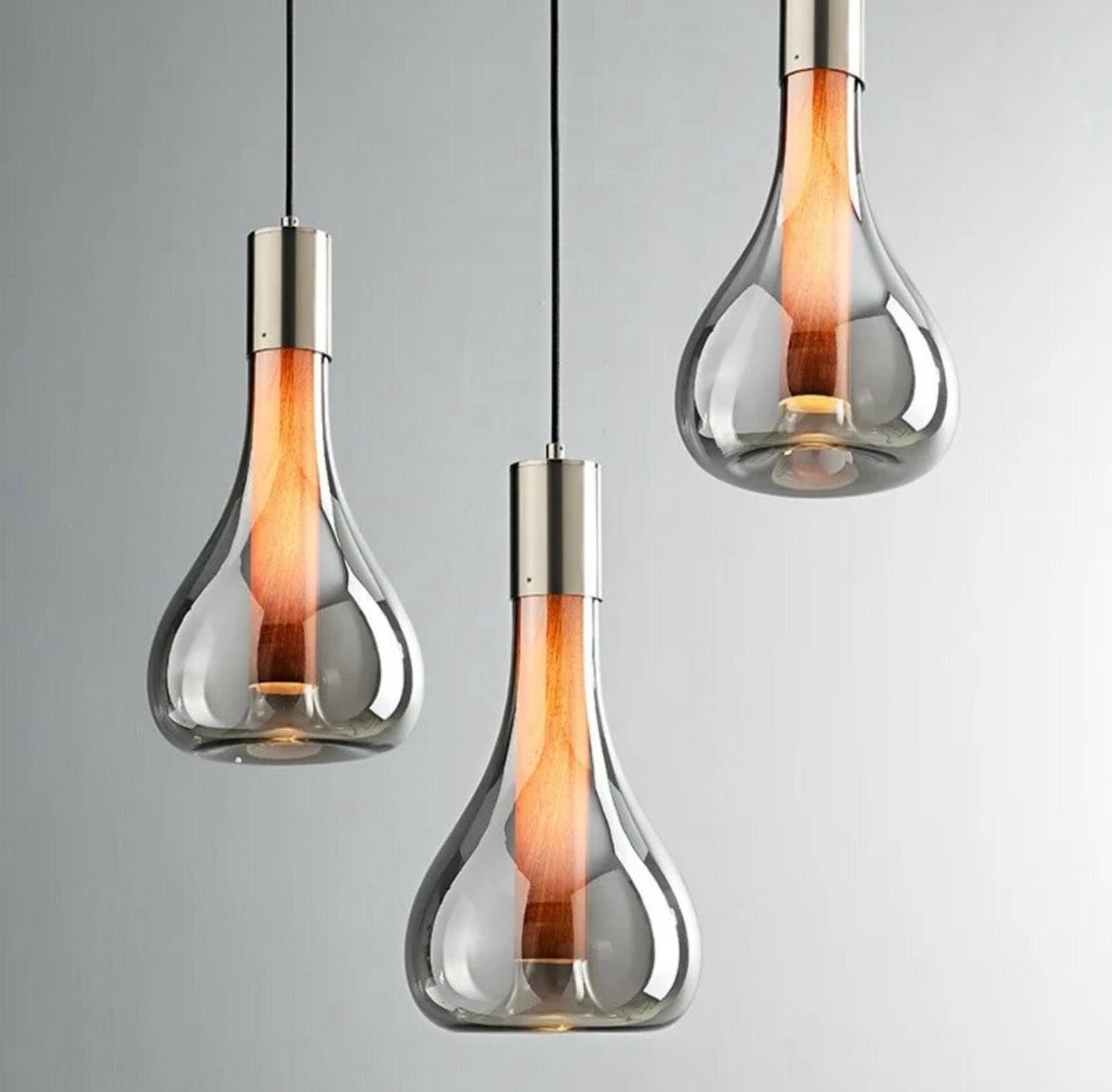 Grey and wood hanging pendant lights