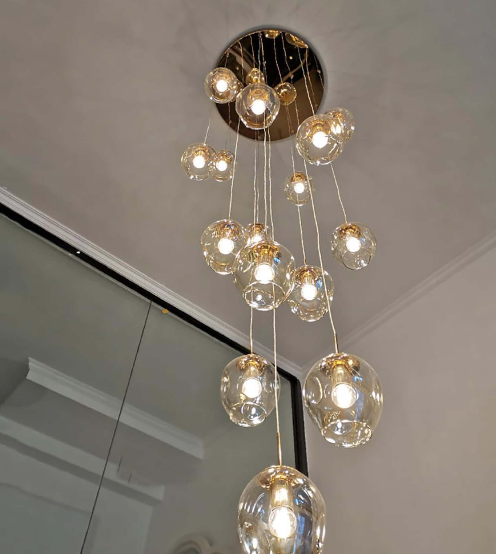 Crystal Ball Spiral Long Staircase Chandelier lights