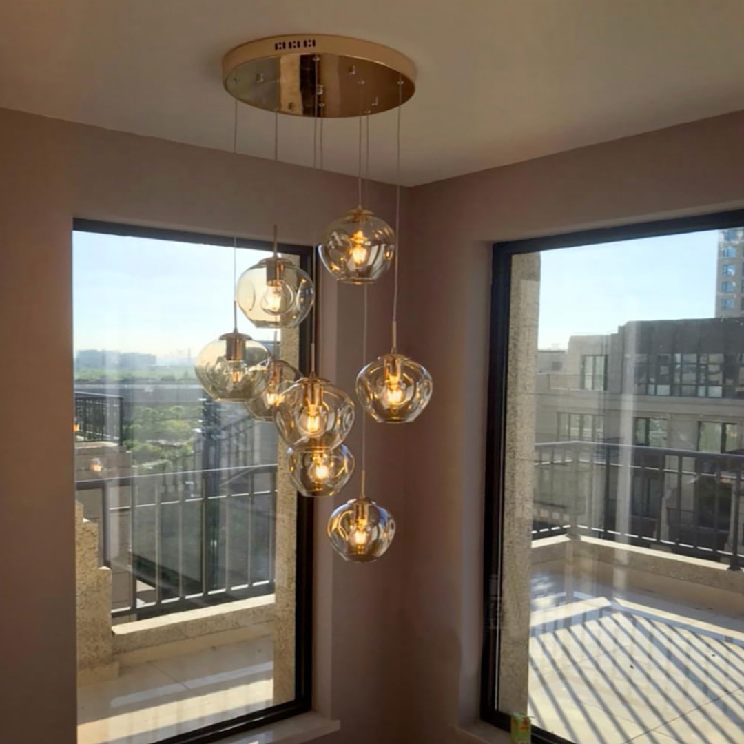Crystal Ball Spiral Long Staircase Pendant