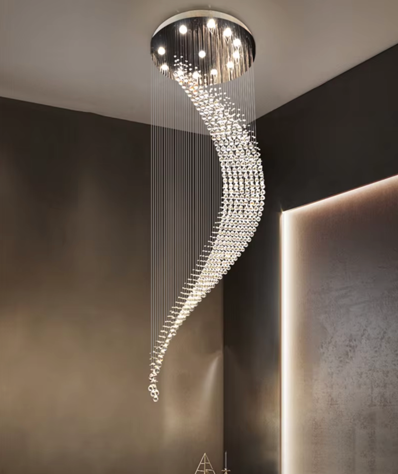 Crystal Droplet Pendant Staircase Light