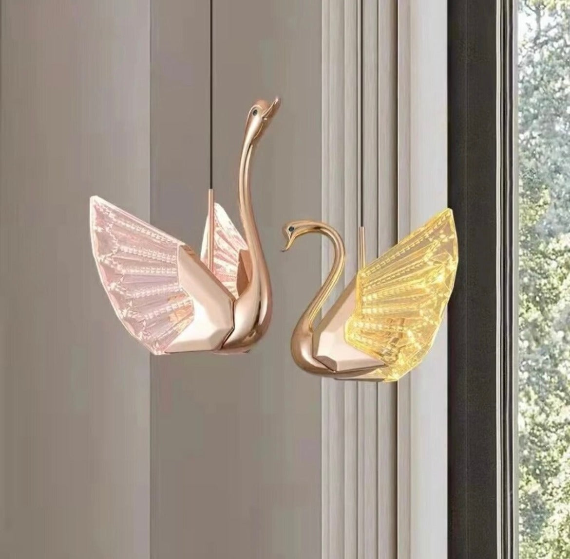 Luxury Gold Swan Pendant Lights