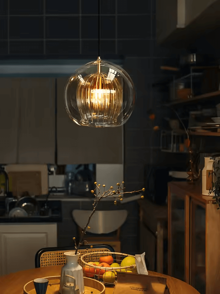 Double Dome Coloured Glass kitchen Pendant