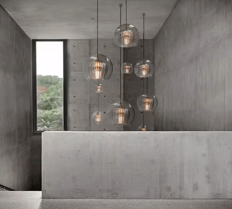Double Dome Coloured Glass staircase Pendant