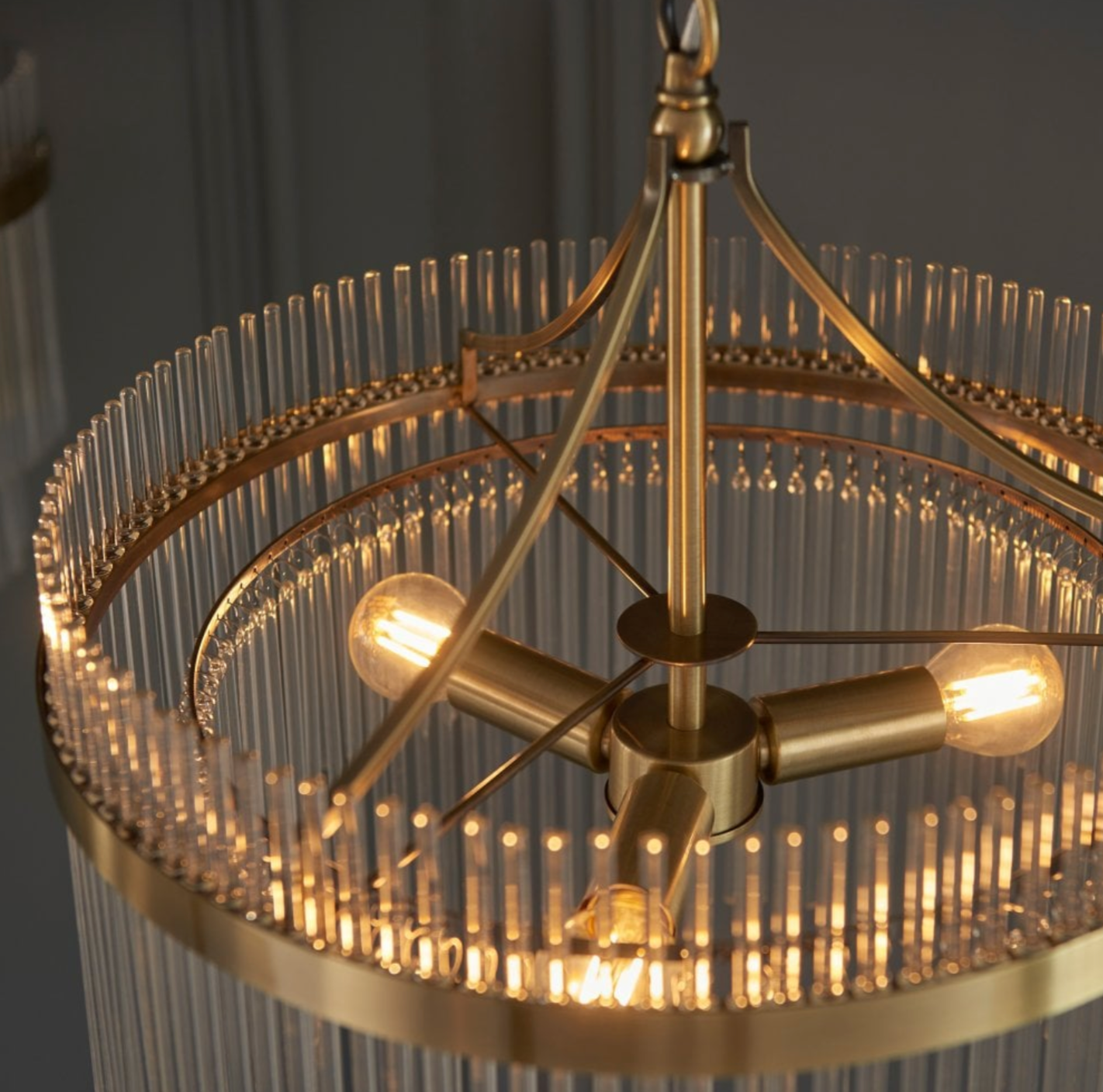 Gold and glass chandelier 3 bulbs