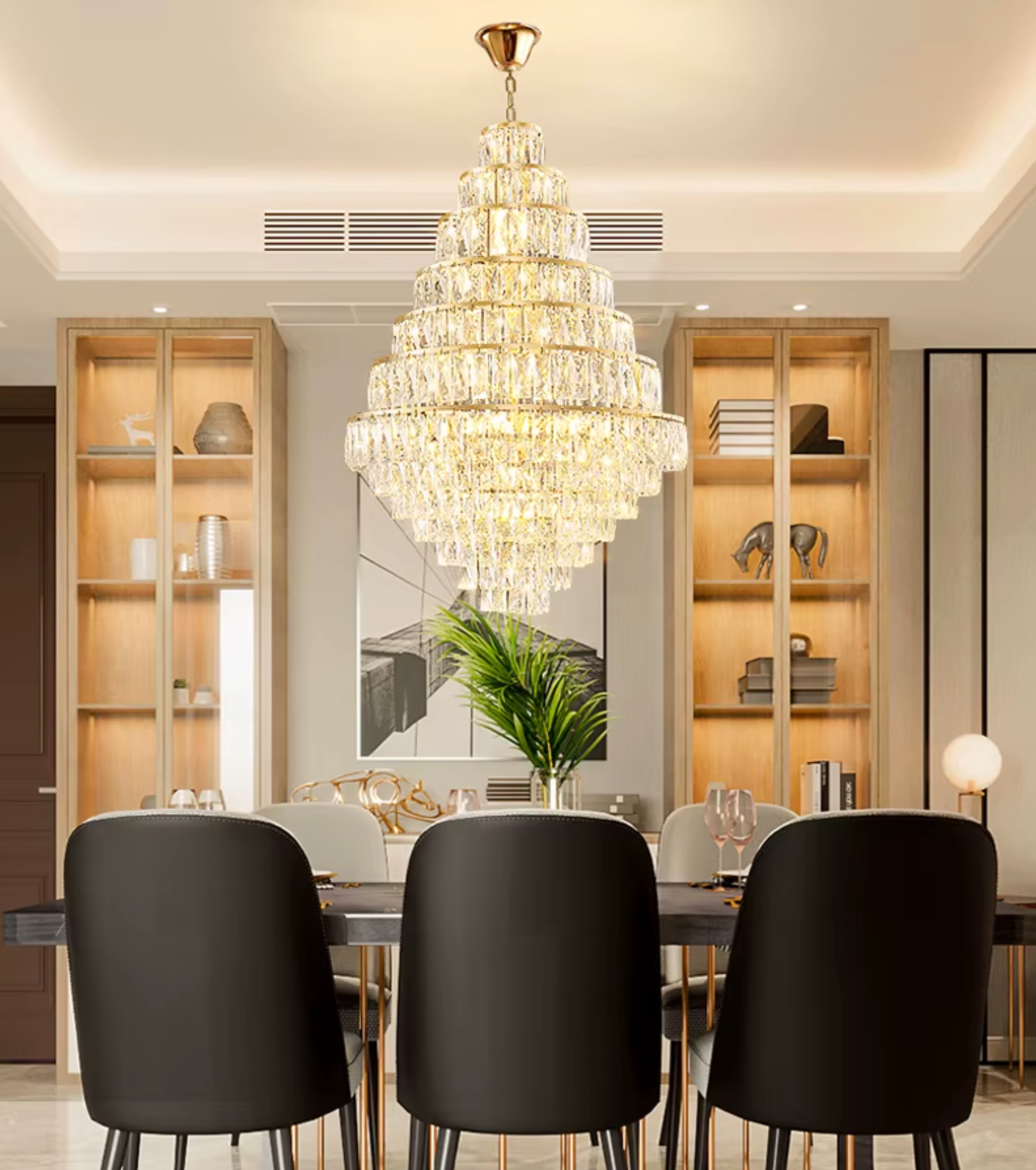 Gold chandelier for staircase