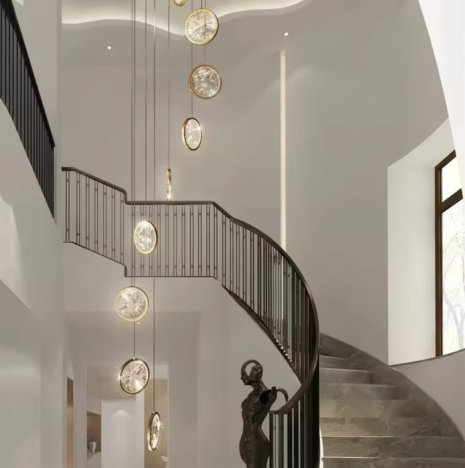 Circular Ring Pendant Staircase