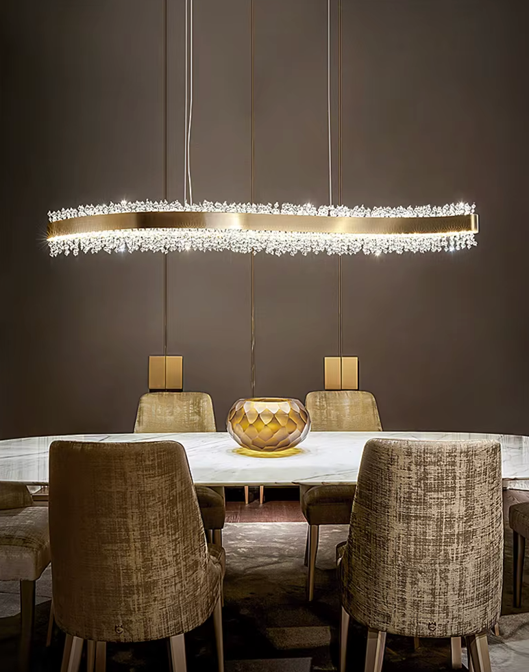 Rectangular Gold Finish Chandelier