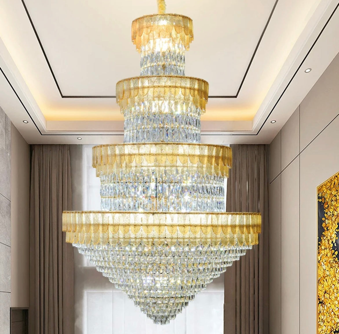 Hallway chandelier with luxury crystals