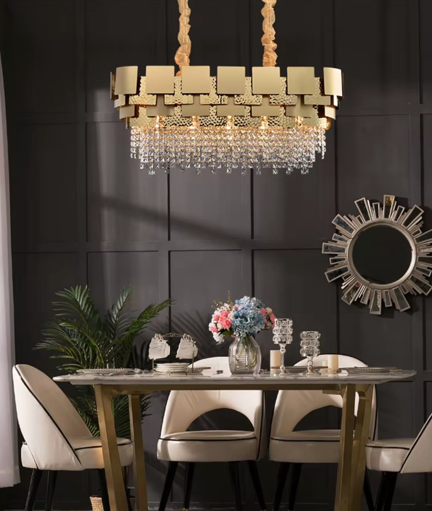 Crystal Drop Gold Chandelier