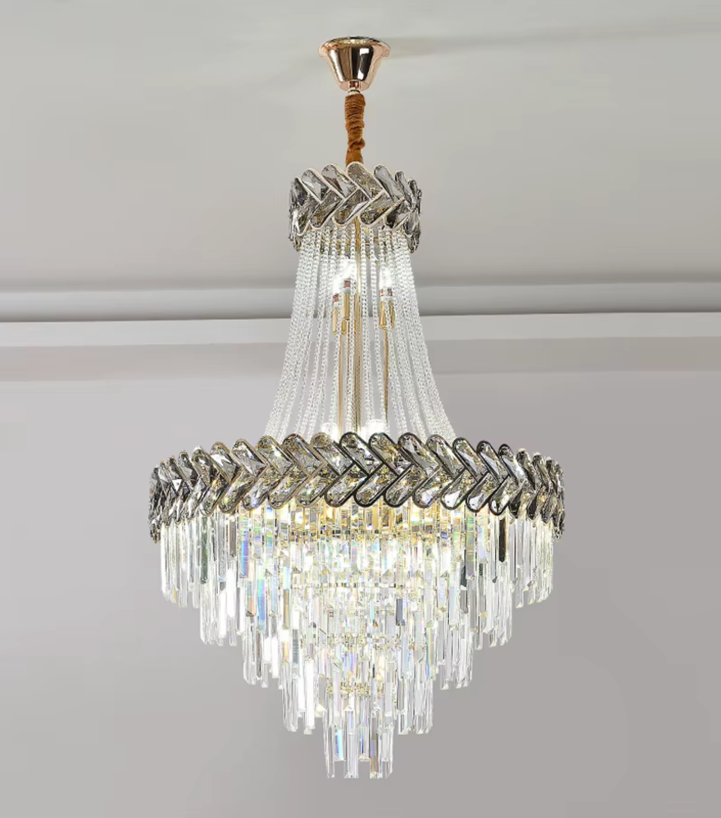 Modern grey crystal chandelier