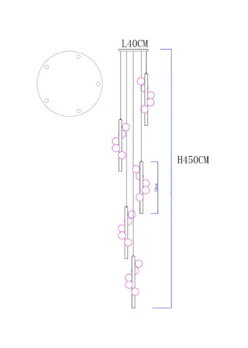 Hanging ball light for staircase