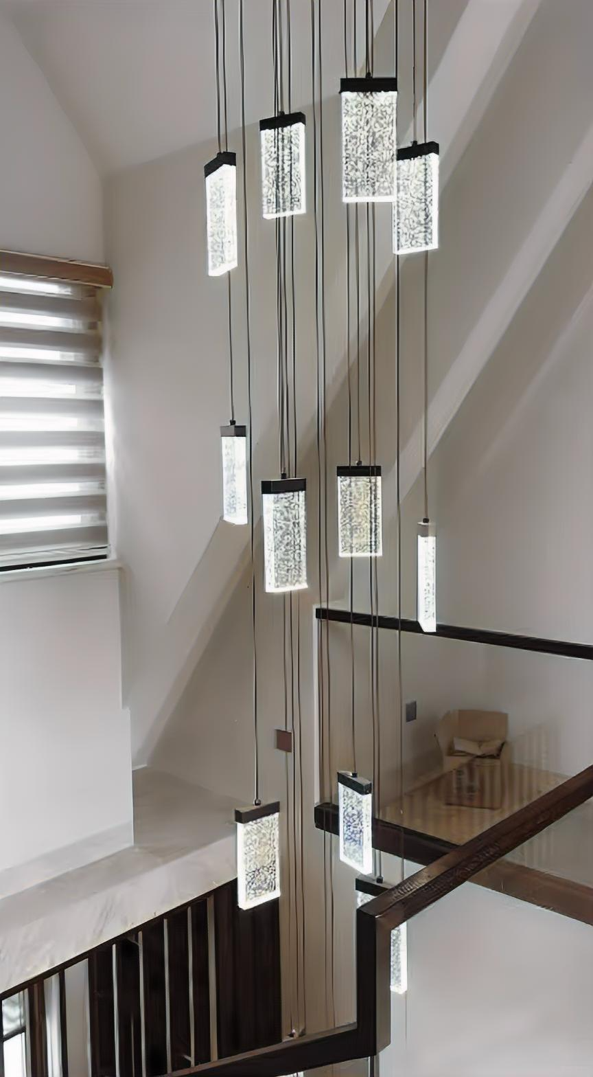 Black Crystal Staircase Chandelier