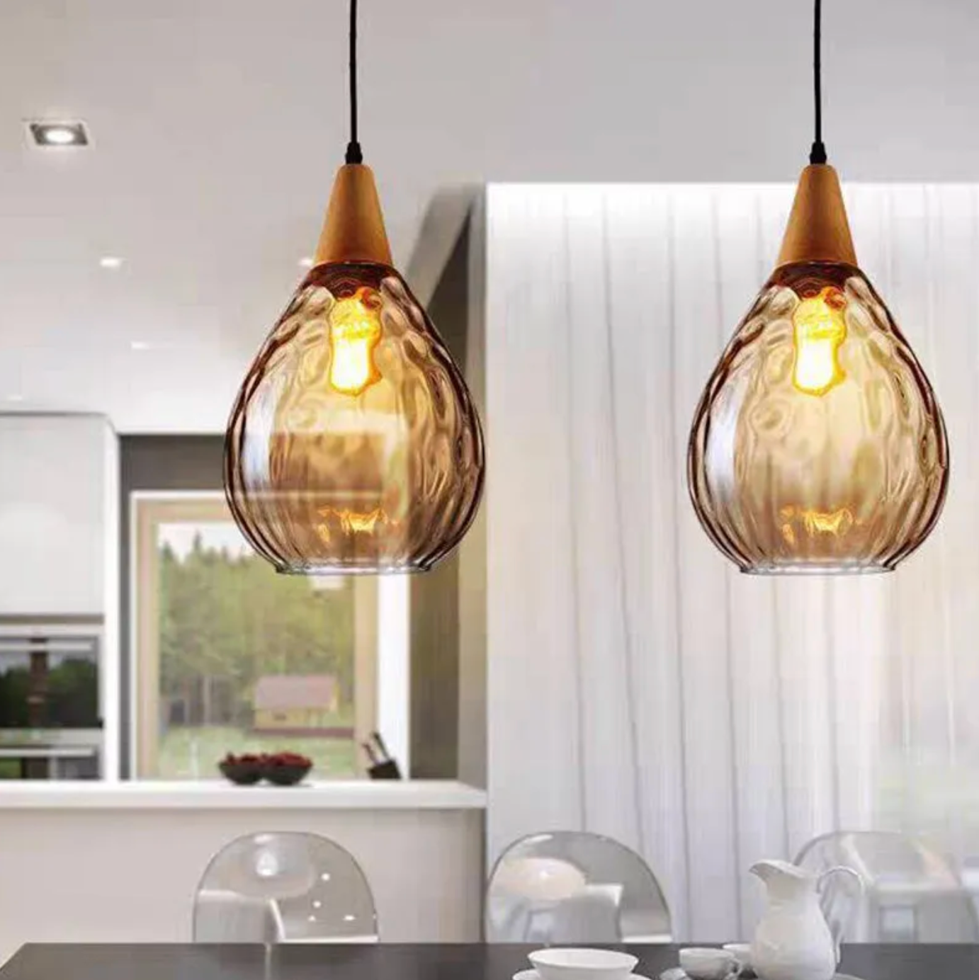 2 teardrop pendant light