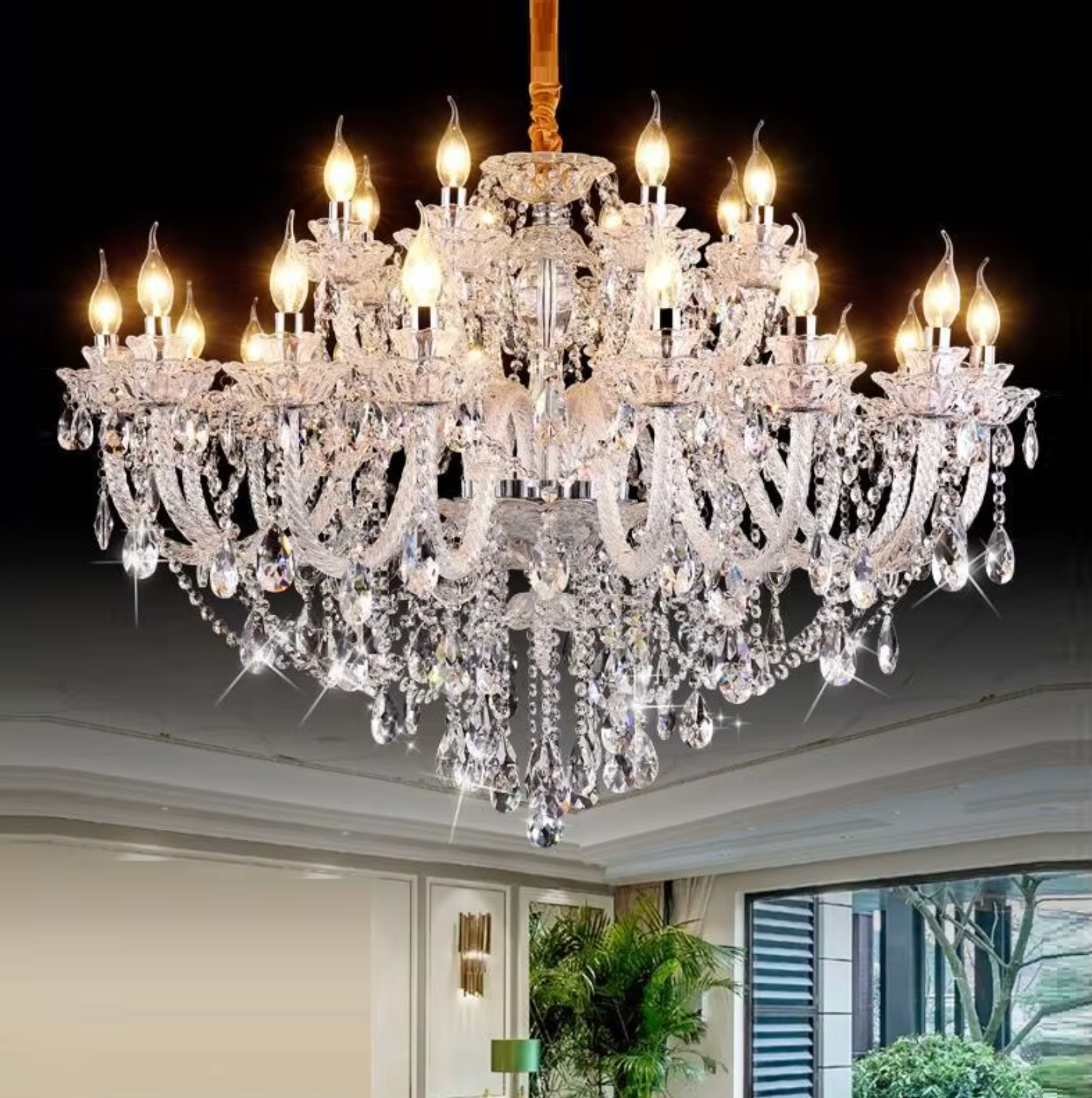 chrome and crystal italian chandelier