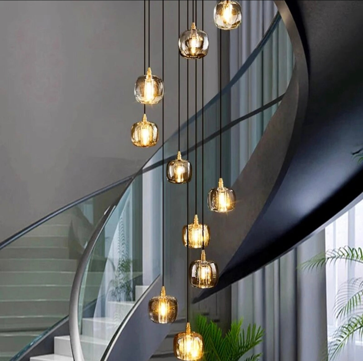Long Staircase Chandelier Lighting