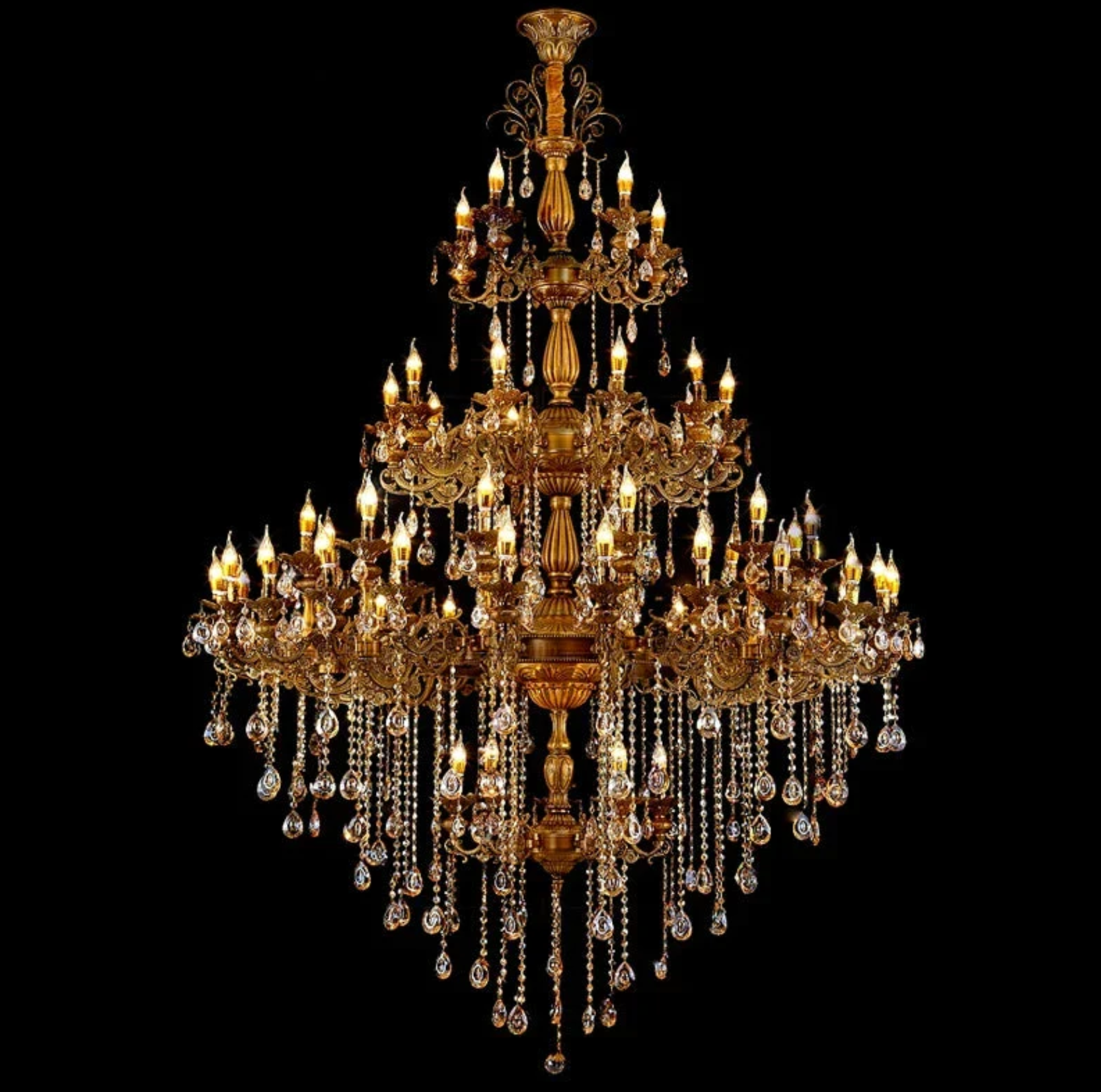 gold chandelier light with 5 tiers