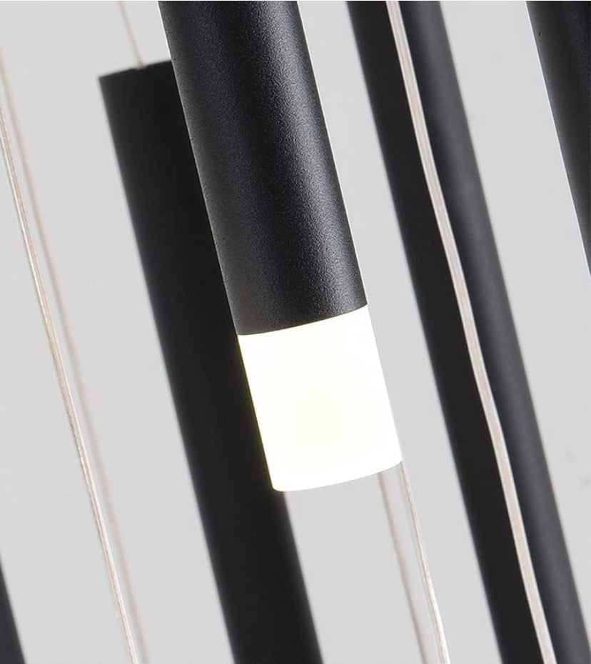 Modern Black Iron Long Tube LED Chandelier lighting