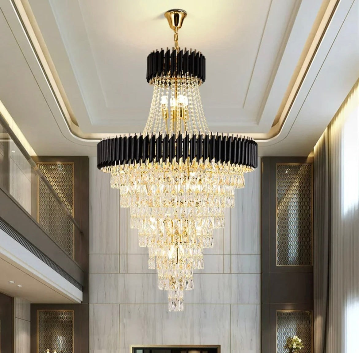 Modern Luxury Large Spiral Crystal Chandelier