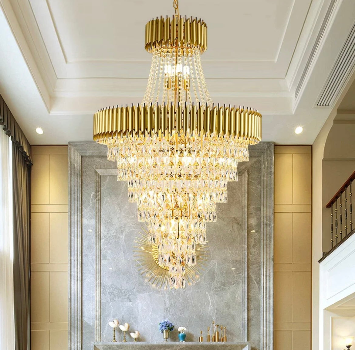 Modern Luxury Large Spiral Crystal Chandelier light