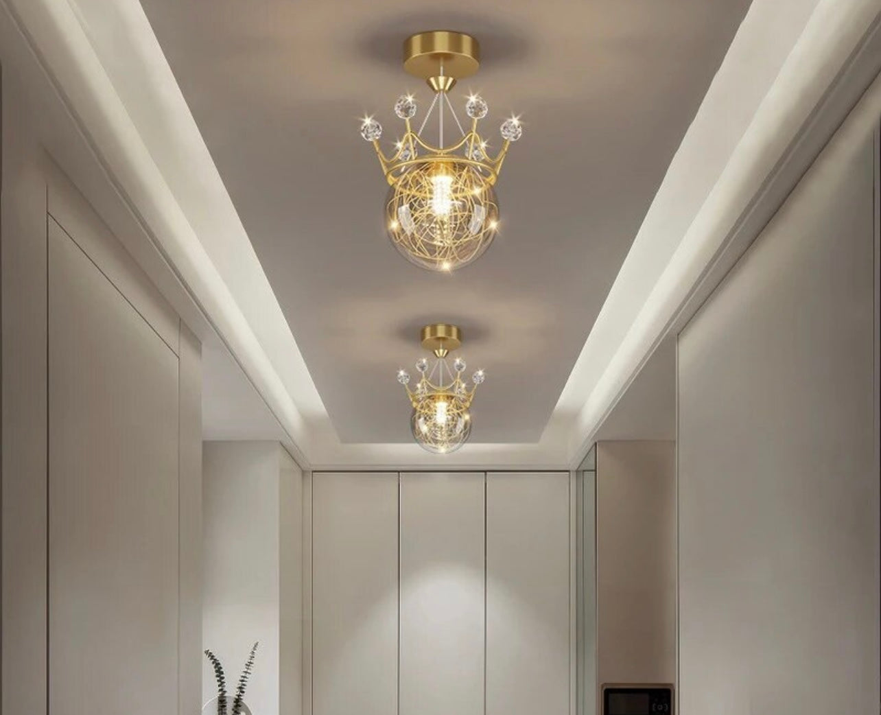 Modern Princess Tiara Glass Pendant Light