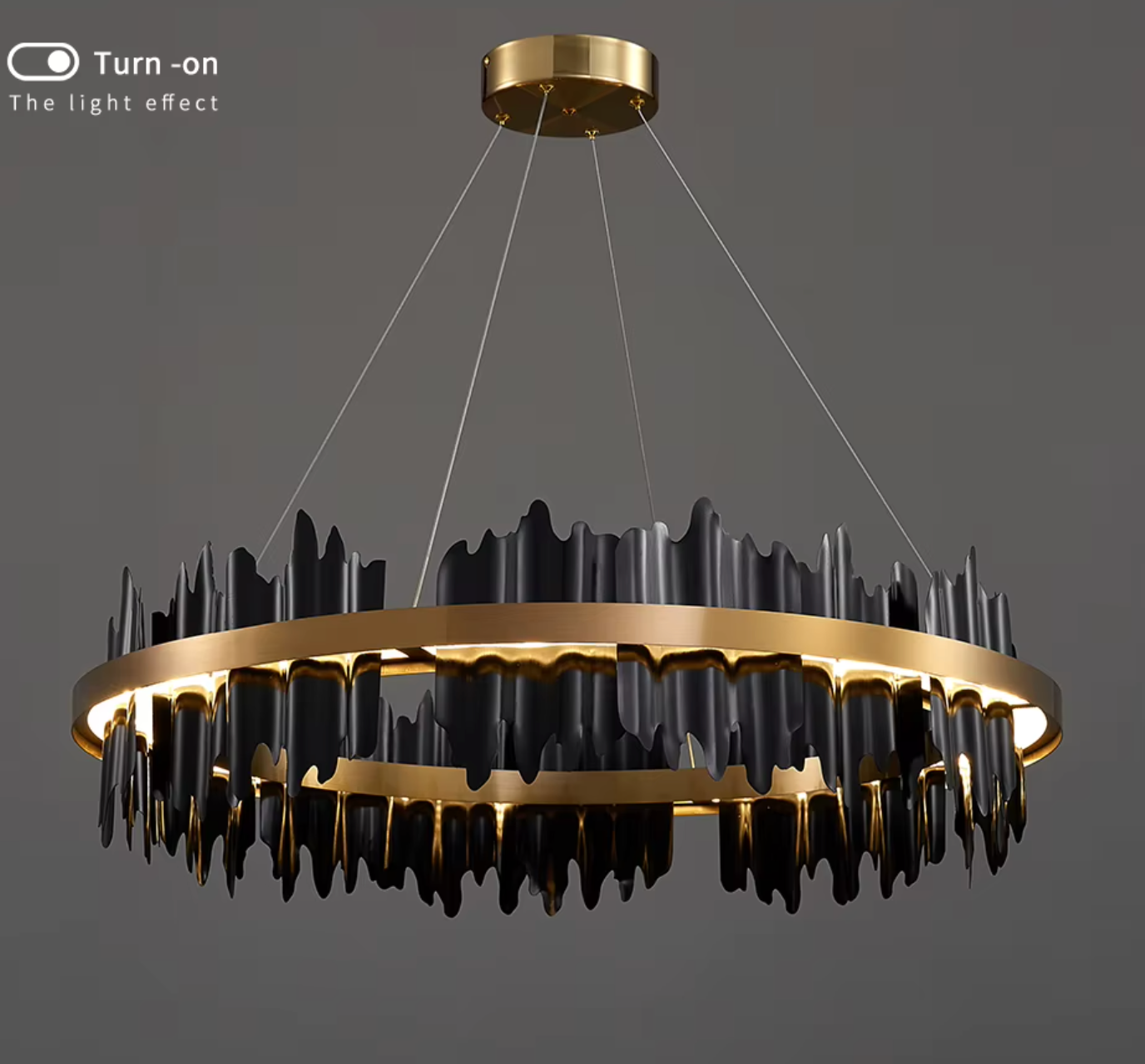 black ripped led modern chandelier