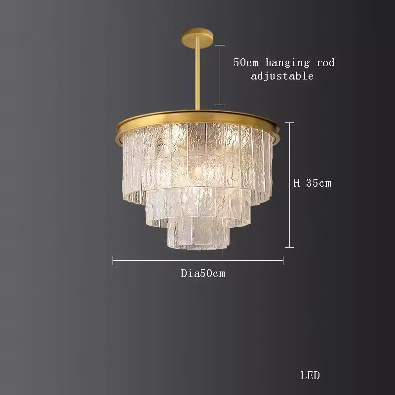 Cloudy Circular Tiered Glass Chandelier