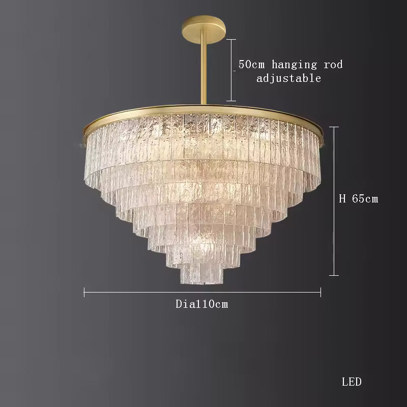Cloudy Circular Tiered Glass Chandelier