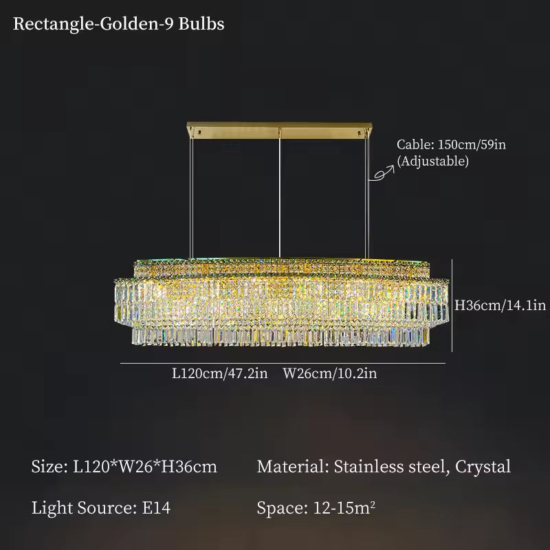 Rectangular Crystal Luxury Chandelier