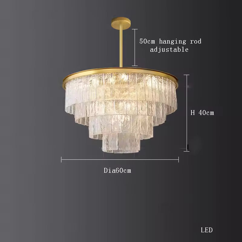 Cloudy Circular Tiered Glass Chandelier