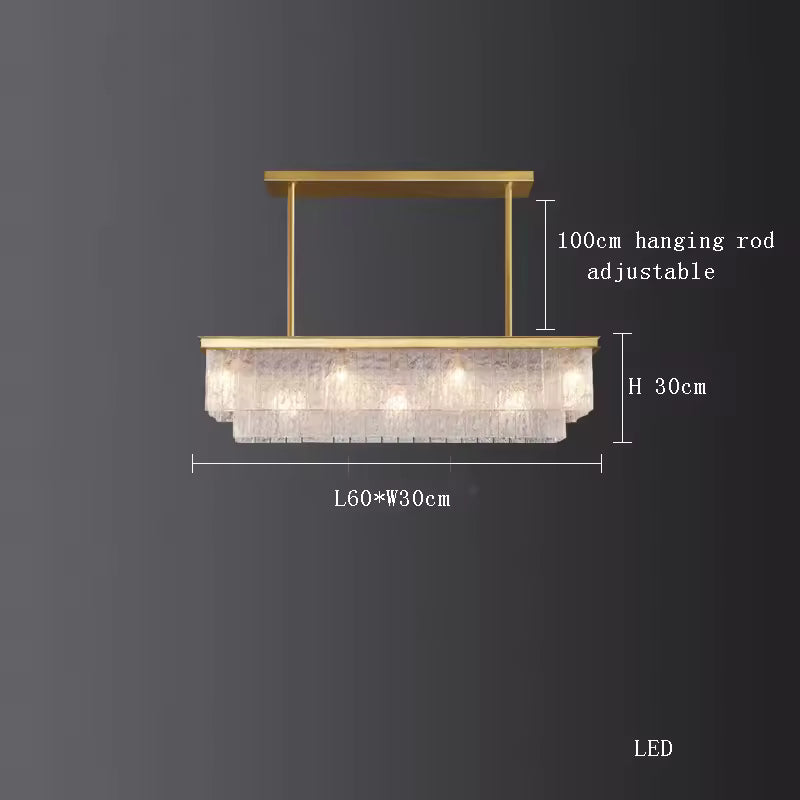 Cloudy Rectangular Glass Chandelier