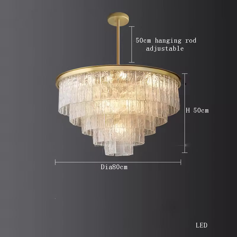 Cloudy Circular Tiered Glass Chandelier