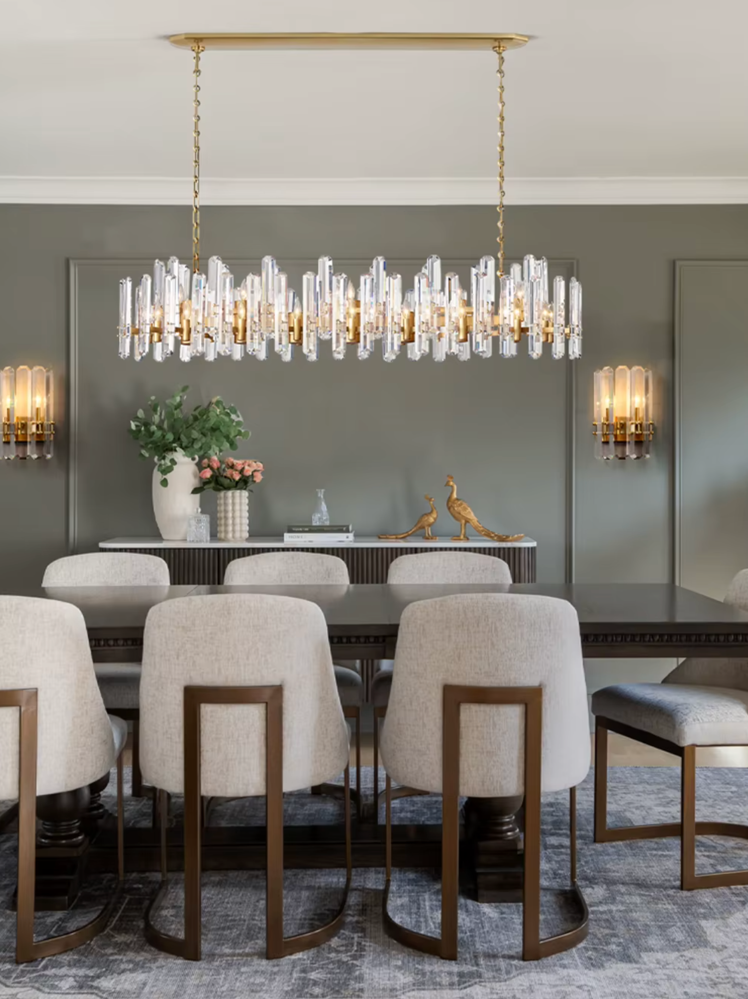 Industrial Crystal Rectangular Chandelier