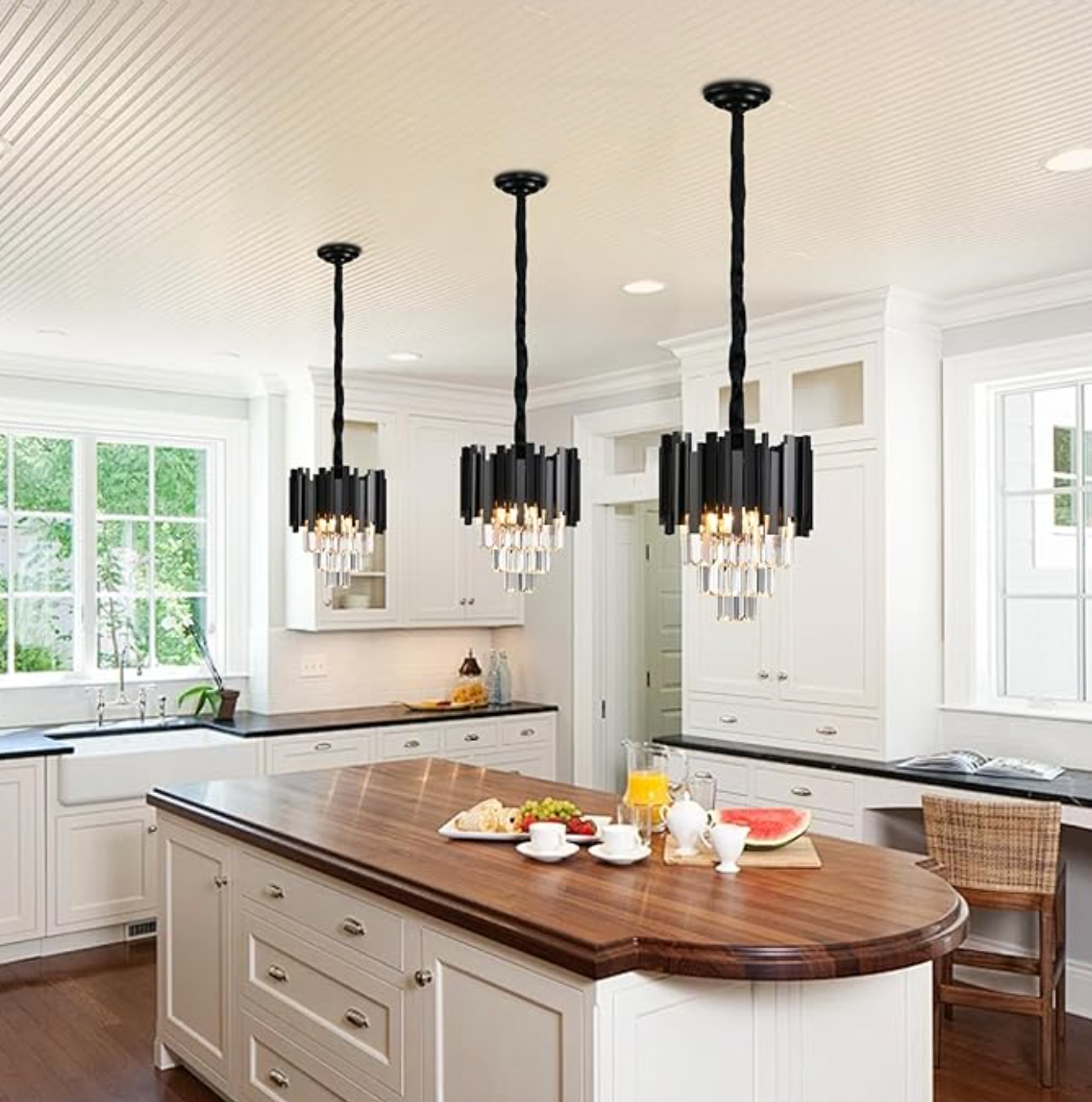 Black Onyx Crystal Pendant Light