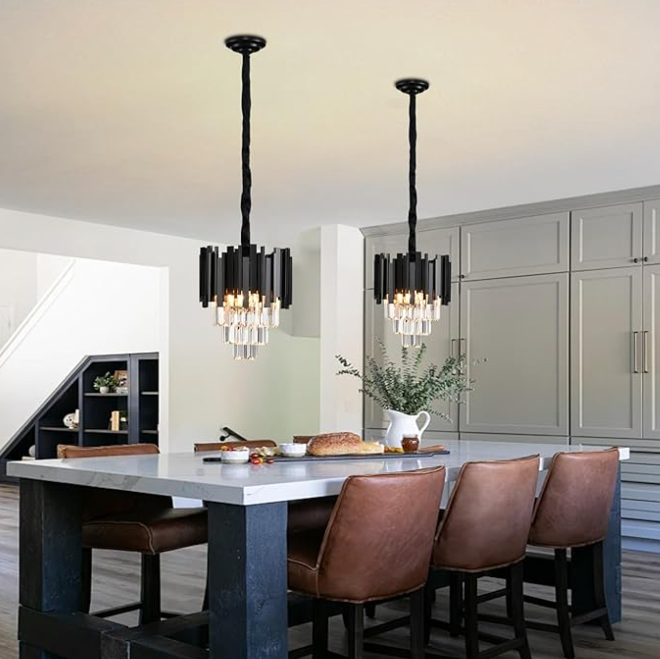 Black Onyx Crystal Pendant Light