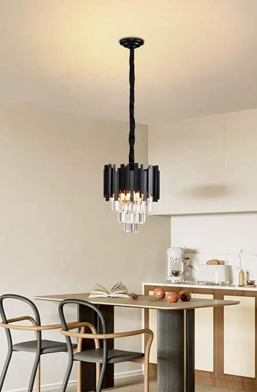 Black Onyx Crystal Pendant Light